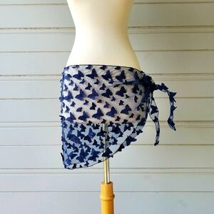 NWOT SHEIN Navy Blue 3D Butterfly Applique Sarong Wrap M